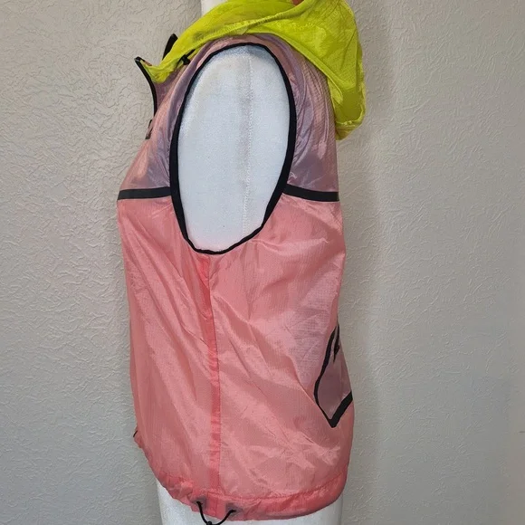 Nike Pink and‎ Yellow Hooded Vest Windbreaker Woman's Size S Colorblock Neon - Picture 5 of 12